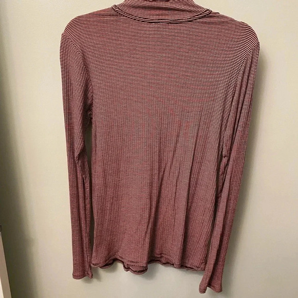 NWT new Anthropologie pink black everyday mock neck top postmark stripe medium - Picture 9 of 14